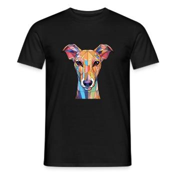 Illustration à l’aquarelle de race de chien lévrier polonais - T-shirt homme - noir - Devant - AI Model Male 178 light (178cm)