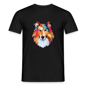 Rough Collie chien race aquarelle Illustration - T-shirt homme - noir - Devant - AI Model Male 178 light (178cm)