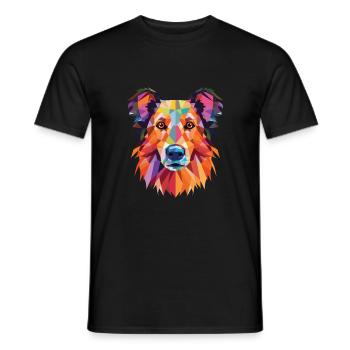 Chien de berger roumain race de chien aquarelle colorée - T-shirt homme - noir - Devant - AI Model Male 178 light (178cm)
