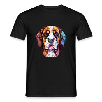 Illustration à l’aquarelle de race de chien Saint-Bernard - T-shirt homme - noir - Devant - AI Model Male 178 light (178cm)