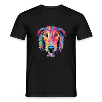 Scottish Deerhound Dog Breed Colorful Watercolor - Men's T-Shirt - black - Front - AI Model Male 178 light (178cm)