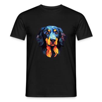 Stabyhoun chien race aquarelle verre Illustration - T-shirt homme - noir - Devant - AI Model Male 178 light (178cm)