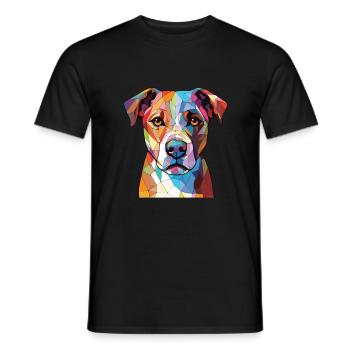 Stephens Cur Dog Breed Watercolor Illustration - Men's T-Shirt - black - Front - AI Model Male 178 light (178cm)