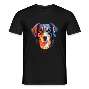 Taigan Kyrgyz Taighany Dog Breed Watercolor Glass - Men's T-Shirt - black - Front - AI Model Male 178 light (178cm)