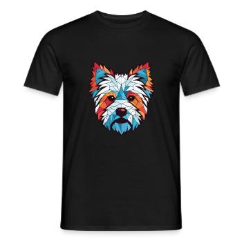 West Highland Terrier Hunderasse Aquarellglas - Männer T-Shirt - Schwarz - Vorne - AI Model Male 178 light (178cm)