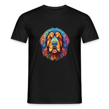 Tibetischer Mastiff Hunderasse Aquarell Illustration - Männer T-Shirt - Schwarz - Vorne - AI Model Male 178 light (178cm)