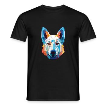 Weißer Schäferhund Rasse Aquarell Illustration - Männer T-Shirt - Schwarz - Vorne - AI Model Male 178 light (178cm)