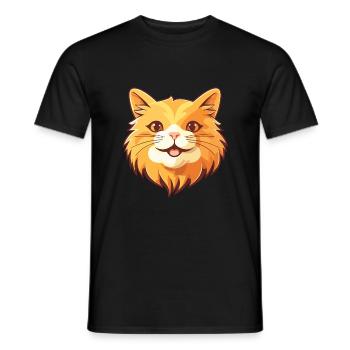 Ginger Longhair chat dessin animé aquarelle Clipart - T-shirt homme - noir - Devant - AI Model Male 178 light (178cm)