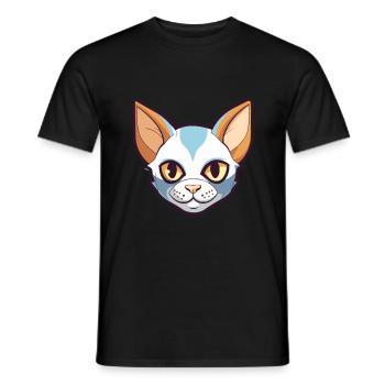Javanische Katze Karikatur Aquarell Illustration - Männer T-Shirt - Schwarz - Vorne - AI Model Male 178 light (178cm)