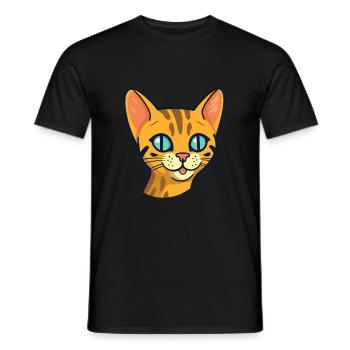 Ocicat Domestic Cat Cartoon Watercolor Clipart - Men's T-Shirt - black - Front - AI Model Male 178 light (178cm)