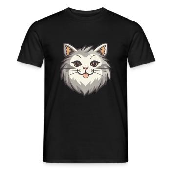 Sibirische Katze Karikatur Aquarell Illustration - Männer T-Shirt - Schwarz - Vorne - AI Model Male 178 light (178cm)