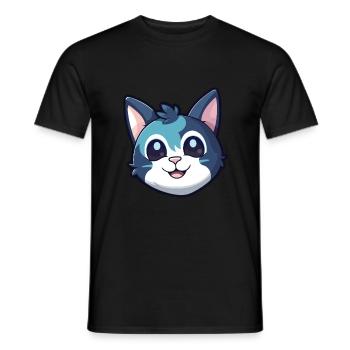 Illustration d’aquarelle de bande dessinée de chat égéen - T-shirt homme - noir - Devant - AI Model Male 178 light (178cm)