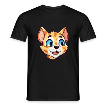 Ocicat Illustration Aquarelle De Dessin Animé Coloré - T-shirt homme - noir - Devant - AI Model Male 178 light (178cm)