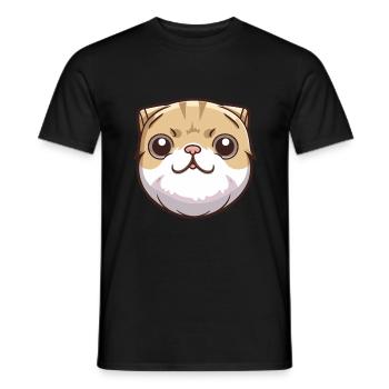 Schottische Falte Kurzhaar Katze Karikatur Aquarell Kunst - Männer T-Shirt - Schwarz - Vorne - AI Model Male 178 light (178cm)