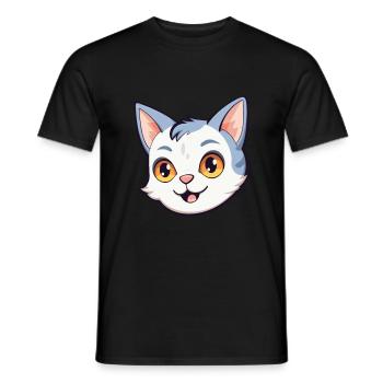 European Shorthair Cat Cartoon Watercolor Clipart - Men's T-Shirt - black - Front - AI Model Male 178 light (178cm)