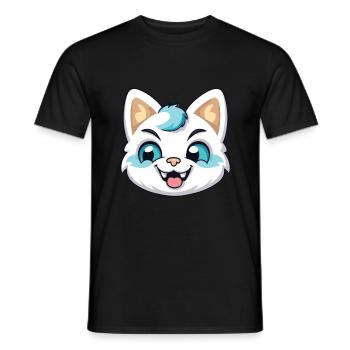 Hantilly Tiffany Katze Cartoon Aquarell Clipart - Männer T-Shirt - Schwarz - Vorne - AI Model Male 178 light (178cm)