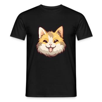 Illustration à l’aquarelle de dessin animé de chat de Chypre - T-shirt homme - noir - Devant - AI Model Male 178 light (178cm)