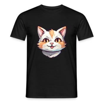 Hauskatze Cartoon Aquarell Illustration - Männer T-Shirt - Schwarz - Vorne - AI Model Male 178 light (178cm)