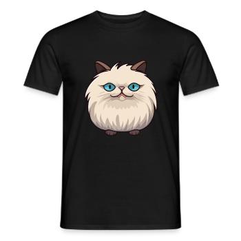 Illustration à l’aquarelle de dessin animé de chat de l’Himalaya - T-shirt homme - noir - Devant - AI Model Male 178 light (178cm)