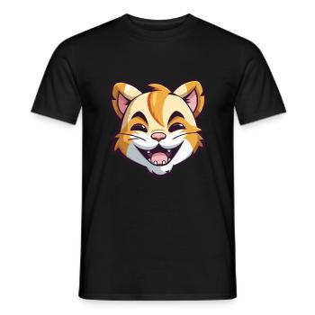 Tiger Cat Bunte Karikatur Aquarell Illustration - Männer T-Shirt - Schwarz - Vorne - AI Model Male 178 light (178cm)