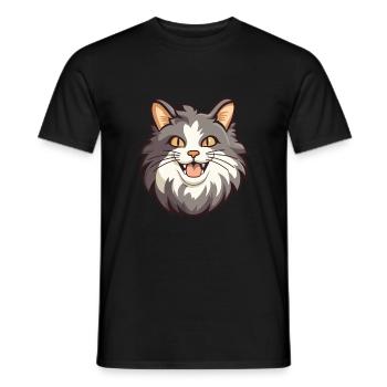 Norwegian Forest Cat Cartoon Watercolor Clipart - Men's T-Shirt - black - Front - AI Model Male 178 light (178cm)