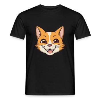 German Rex Cat Cartoon Watercolor Illustration - Men's T-Shirt - black - Front - AI Model Male 178 light (178cm)