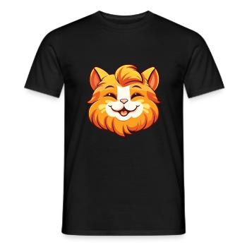 Ginger Longhair Cat Cartoon Aquarelle Clipart - T-shirt homme - noir - Devant - AI Model Male 178 light (178cm)