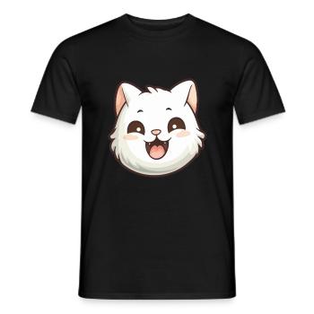 Khao Manee chat dessin animé illustration à l’aquarelle - T-shirt homme - noir - Devant - AI Model Male 178 light (178cm)