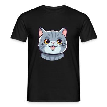 schottisch kurzhaar katze karikatur aquarell clipart - Männer T-Shirt - Schwarz - Vorne - AI Model Male 178 light (178cm)