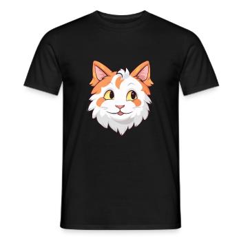 Illustration à l’aquarelle de bande dessinée de chat Van turc - T-shirt homme - noir - Devant - AI Model Male 178 light (178cm)