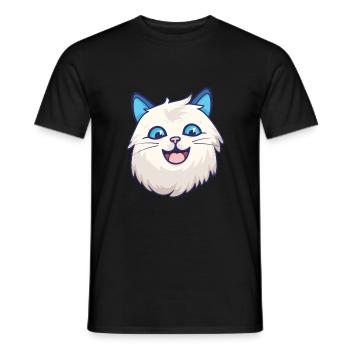 Ragdoll Katze Cartoon Aquarell Illustration - Männer T-Shirt - Schwarz - Vorne - AI Model Male 178 light (178cm)
