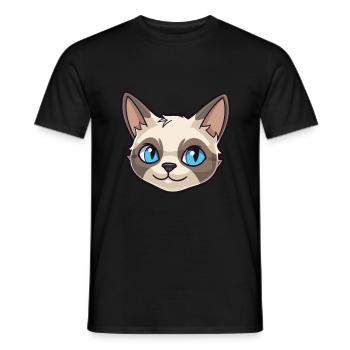 Siamkatze Karikatur Aquarell Illustration - Männer T-Shirt - Schwarz - Vorne - AI Model Male 178 light (178cm)