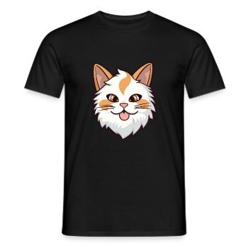 Karelian Bobtail Cat Cartoon Watercolor Clipart - Men's T-Shirt - black - Front - AI Model Male 178 light (178cm)