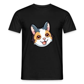 Japanisch Bobtail Katze Karikatur Aquarell Clipart - Männer T-Shirt - Schwarz - Vorne - AI Model Male 178 light (178cm)
