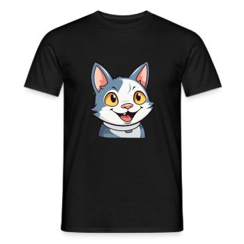 European Shorthair Cat Cartoon Watercolor Clipart - Men's T-Shirt - black - Front - AI Model Male 178 light (178cm)