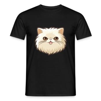 British Longhair Cat Cartoon Watercolor Clipart - Men's T-Shirt - black - Front - AI Model Male 178 light (178cm)