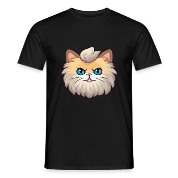 British Longhair Cat Cartoon Watercolor Clipart - Men's T-Shirt - black - Front - AI Model Male 178 light (178cm)