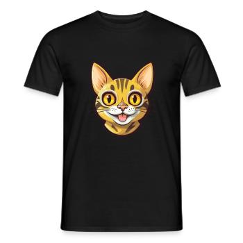 Bengal Katze Cartoon Aquarell Illustration - Männer T-Shirt - Schwarz - Vorne - AI Model Male 178 light (178cm)