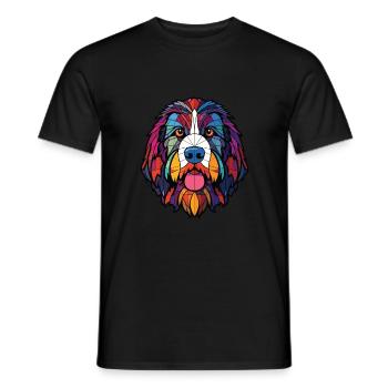 Schapendoes race chien aquarelle illustration - T-shirt homme - noir - Devant - AI Model Male 178 light (178cm)