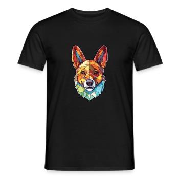 Lundehund chien race aquarelle verre Illustration - T-shirt homme - noir - Devant - AI Model Male 178 light (178cm)