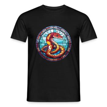 Cobra Coloré Aquarelle Animal Animal Illustration - T-shirt homme - noir - Devant - AI Model Male 178 light (178cm)
