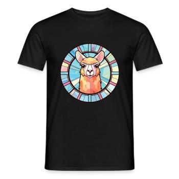Alpaca Colorful Watercolor Animal Pet Illustration - Men's T-Shirt - black - Front - AI Model Male 178 light (178cm)