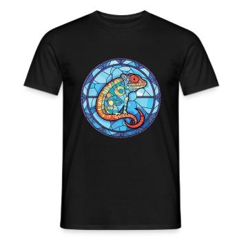 Chameleon Colorful Watercolor Animal Illustration - Men's T-Shirt - black - Front - AI Model Male 178 light (178cm)