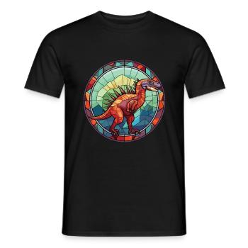 Illustration animale aquarelle colorée de dinosaure - T-shirt homme - noir - Devant - AI Model Male 178 light (178cm)