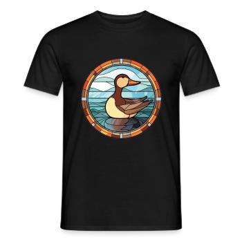 Bunte Aquarell-Tierhaustierillustration der Ente - Männer T-Shirt - Schwarz - Vorne - AI Model Male 178 light (178cm)