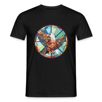 Eagle Colorful Watercolor Animal Pet Illustration - Men's T-Shirt - black - Front - AI Model Male 178 light (178cm)
