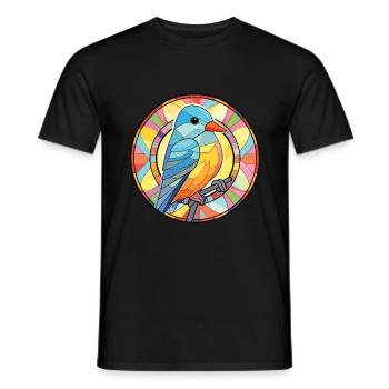 Oiseau Aquarelle Colorée Animal Illustration D’animaux De Compagnie - T-shirt homme - noir - Devant - AI Model Male 178 light (178cm)