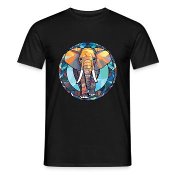 Elefant buntes Aquarell Tier Illustration - Männer T-Shirt - Schwarz - Vorne - AI Model Male 178 light (178cm)