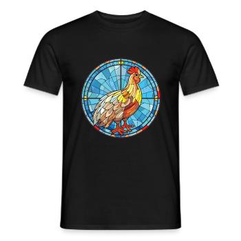 Poule aquarelle colorée Animal animal de compagnie Illustration - T-shirt homme - noir - Devant - AI Model Male 178 light (178cm)