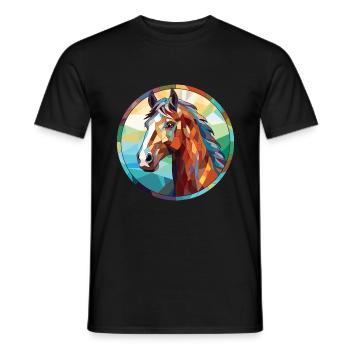Horse Colorful Watercolor Animal Pet Illustration - Men's T-Shirt - black - Front - AI Model Male 178 light (178cm)